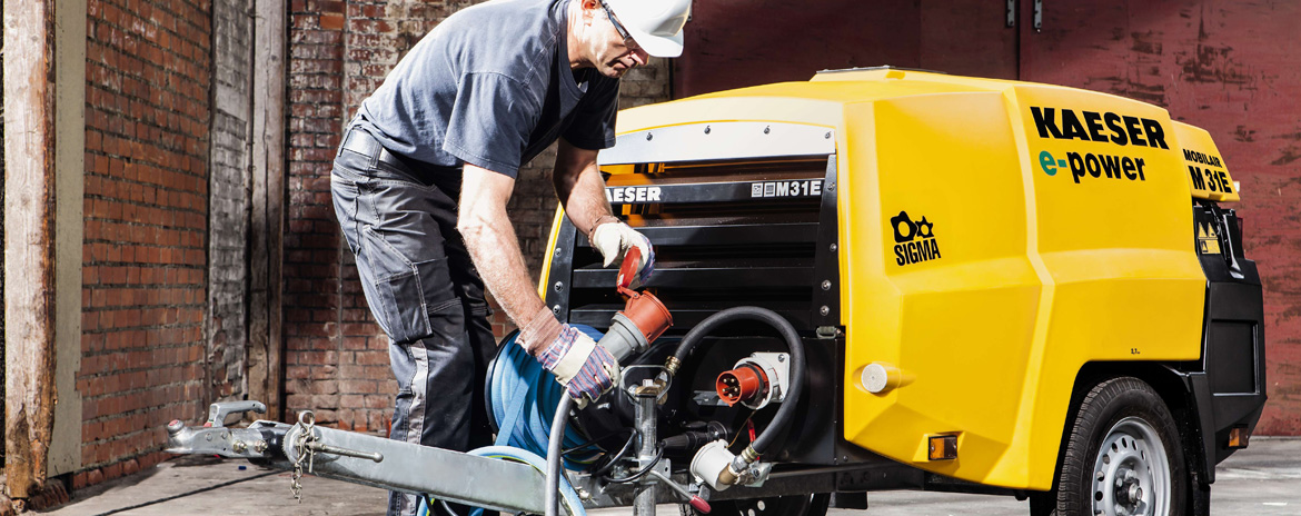 Vermietung - Industriekompressoren, Fahrbare Kompressoren, Handwerkerkompressoren, Drucklufthämmer, Strahlgeräte inkl. Zubehör - mobile Kompressoren